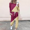 thumbnail image 2 of CHOK Womens Sport Set Long Sleeve Patchwork Color with Loose Cozy Petite Sweatpant Trendy Fall Winter Suits (X-Large  Pink), 2 of 5