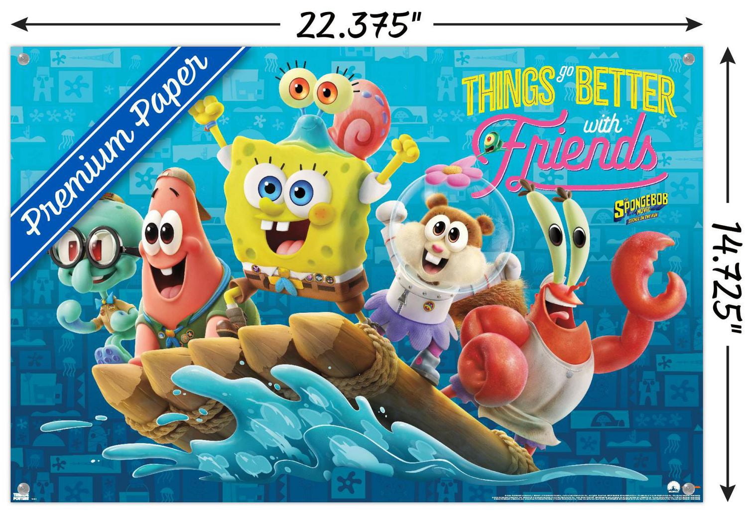 The SpongeBob Movie: Sponge On The Run - Friends Wall Poster with Push Pins