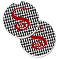 thumbnail image 1 of Monogram Initial S Houndstooth Black Set of 2 Cup Holder Car Coaster, 1 of 1