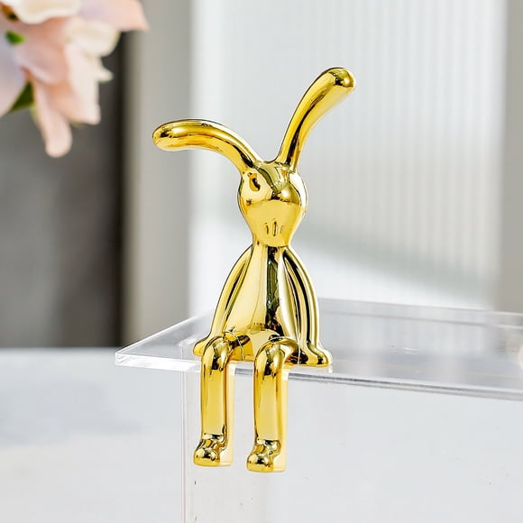 Ornement Lapin Électroplaqué, Boîte de Rangement pour Bijoux de Déco Maison Mignonne, Organisateur Compact de Bureau pour Bagues et Boucles d'Oreilles, Figurine de Collection Robuste pour Étagère Ou Table de Nuit, Cadeau Attentionné