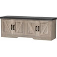 thumbnail image 1 of Storage Bench  Shoe Bench with Padded Seat Cushion  Entryway Bench with Barn Doors  Adjustable Shelf  for Entryway  Living Room  Bedroom, 1 of 6