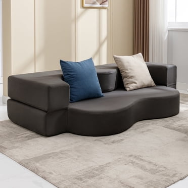 ZAFLY Full Size Futon Sofa Bed, Convertible Foldable Sofa, Floor Couch Sleeper Bed, Dark Gray