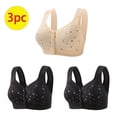 thumbnail image 3 of Bigersell Womens Bras Front Closure 3pcs Wire-Free Bra Style R-77 Breathable Support Bras Pack R-77-khaki, 3 of 5