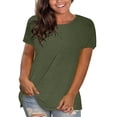 thumbnail image 1 of WTXUE T-Shirts à Manches Courtes, Chandails à Col Rond pour Femmes Chandails en Coton Chandails Amples T-Shirts Hauts Amples Unis / Décontractés pour Femmes Green S, 1 of 8
