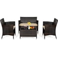 thumbnail image 4 of Patiojoy 4-Piece Patio Rattan Wicker Furniture Set Sofa Chair Table Set w/ Mix Brown Cushions, 4 of 8
