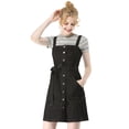 thumbnail image 1 of INSPIRE CHIC Women's Spring Summer Adjustable Strap a-Line Jeans Denim Dress Black 3XL, 1 of 7
