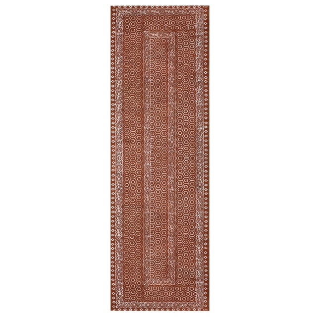 Casavani Handblock Printed Cotton Hallway Stair Runner Rug Home Decor Kilim Rug, Brown 3x10 feet
