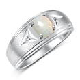 thumbnail image 3 of RYLOS Men's Rings Sterling Silver Classic 8X6MM Oval Gemstone &  Diamond Ring Opal October Birthstone Rings For Man Silver Rings Size 8, 3 of 7