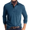 thumbnail image 2 of Penkiiy Mens Long Sleeve T-Shirts Casual Button V Neck Basic Shirts Trendy Solid Color Oversized Tees Tops with Pocket XL Blue, 2 of 5
