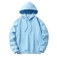 thumbnail image 1 of Yuyuzo Mens Hoodies Solid Color Long Sleeve Fashion Pullover Tops Drawstring Sweatshirt with Pocket, 1 of 6