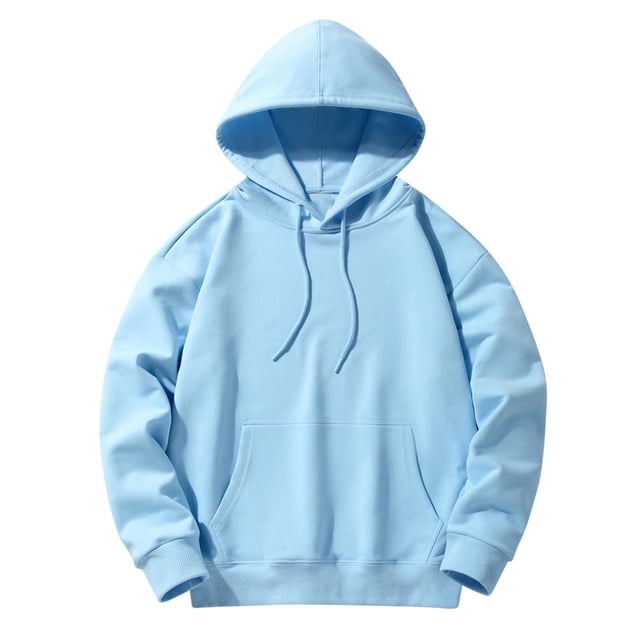Yuyuzo Mens Hoodies Solid Color Long Sleeve Fashion Pullover Tops Drawstring Sweatshirt with Pocket