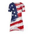thumbnail image 4 of Yuyuzo Hauts d'Été pour Femmes 2025 Coupe Ample Col Rond Manches Courtes T-Shirts T-Shirts Graphiques Étoiles et Rayures Blouses Décontractées et Confortables, 4 of 5