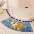 thumbnail image 1 of Corner Bath Mat Non-Slip Absorbent Fluffy Soft And Comfortable Washable Quadrant Rounded Shower Mat，Scalloped Bath Mat, 1 of 5