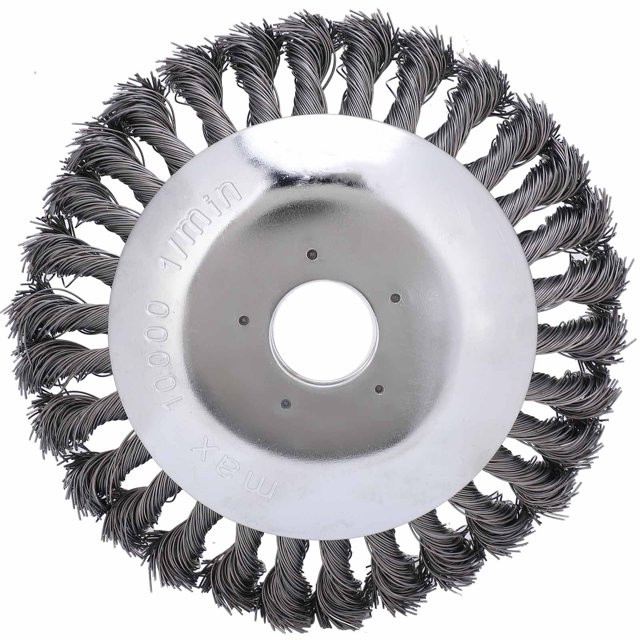 Brosse de Désherbage Rotative, Roue de Désherbage Structure en Fil d'Acier au Carbone pour Jardin pour Outil de Poteau de Jardin pour Taille-Haie pour Jardinier