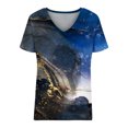 thumbnail image 5 of T-shirt Ample Décontracté à Col en V à Manches Courtes pour Femmes avec Imprimé, 5 of 5