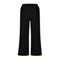 thumbnail image 4 of Yuyuzo Wide Leg Pants for Women High Waist Cotton Linen Drawstring Ruched Solid Color Boho Beach Trousers, 4 of 5