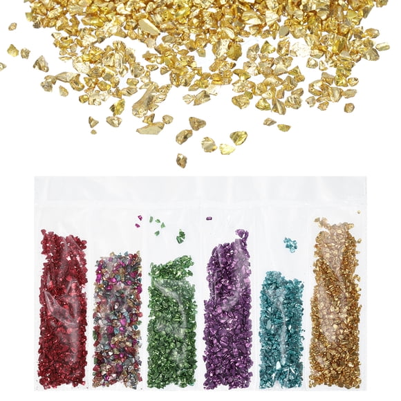 Uxcell 6 Colors Crushed Glass Irregular Sequins, Multicolor Metallic Chunky Glitters