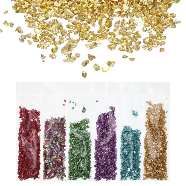Uxcell 6 Colors Crushed Glass Irregular Sequins, Multicolor Metallic Chunky Glitters