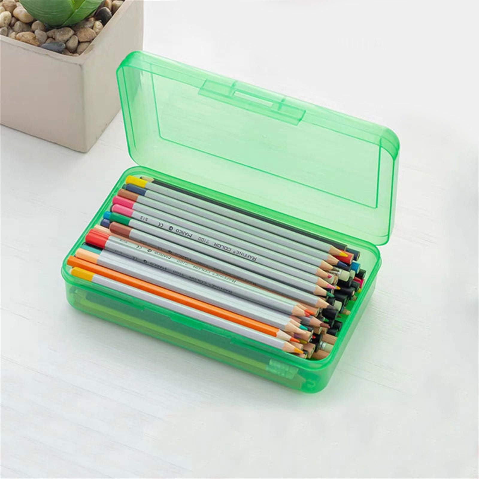 Dvkptbk Plastic Pencil Box Large Capacity Pencil Case Clear Boxes with Snap-tight Lid Stackable and Stylish Office Supplies Storage Organizer Box