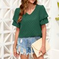 thumbnail image 2 of FAIWAD Women's V Neck Ruffle Tops Summer Flowy Short Sleeves Blouse Loose Casual Dressy Work Tops, 2 of 4