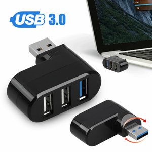 USB Splitter de port USB 3.0 3 Hub portuaire avec base pivotante (90°/180°) moyeu