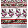 thumbnail image 2 of Soimoi Modal Satin Fabric Stripe,Leaves & Floral Panel Decor Fabric Printed Yard 42 Inch Wide, 2 of 2
