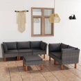 thumbnail image 1 of vidaXL 6 Piece Garden Lounge Set with Cushions Poly Rattan Grey, 1 of 9