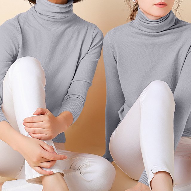 DPTALR Blouse pour Femmes à Col en R, Manches Longues, Coupe Ample, Couleur Unie