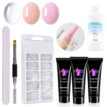 Gel Ensemble pour Ongles UV LED Ensemble de Gel pour Ongles Kit de Gel d'Extension d'Ongles Faux Embouts d'Ongles Pince à Ongles Stylo pour Ongles Lime à Ongles pour Extension Rapide des Ongles Trousse d'Outils de Salon pour Ongles