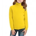 thumbnail image 4 of Girls Turtleneck Sweater Pullovers Kids Toddler Ribbed Knit Cotton Sweaters Jumpers Basic Plain Long Sleeve Tops Yellow, 2 Y, 4 of 7
