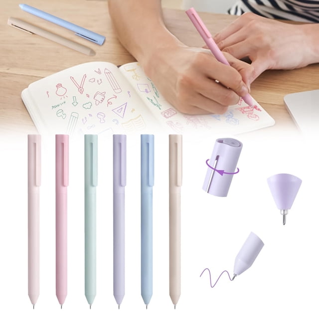Clearance!Yuehao Colored Gel Pens For Note Taking 6Pcs Gel Pens Colored Ink & No Smear Retractable Cute Pen Point 0.5Mm For Journaling Aesthetic Gel Ink Pen Smooth Writing1Ml, 1X Click Pen Box