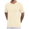 thumbnail image 1 of SROBPTY Haut d'Été pour Hommes, Chemises à Manches Courtes pour Hommes, Chemises Sport Unies Décontractées à Manches Courtes à Col Rond pour Hommes Beige, P, 1 of 3