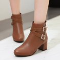 thumbnail image 2 of B91xZ Bottes Compensées pour Femmes Bottes Chelsea Mode Confort Bottines à Talon Bas, Brun 8, 2 of 5