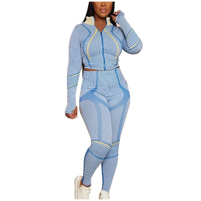 Birdeem Ensemble 2 Pcs pour Femme, Haut Court en Tricot à Manches Longues et Pantalon Long à Jambe Grand, Survêtement