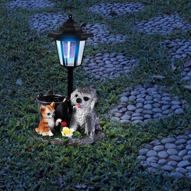LSLJS Solar Outdoor Garden Resin Flower Pot Balcony Decoration Solar Lights Outdoor Courtyard Crafts Solar Resin Basin