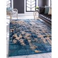 thumbnail image 2 of Unique Loom Tapis de Calligraphie Abstrait Mystique 5' x 8' Rectangle Bleu Marine/gris, 2 of 10