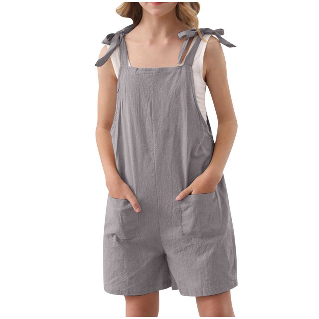 Birdeem Combishort d'Été Sans Manches pour Filles, Bretelles Spaghetti, avec Poches