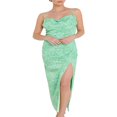 thumbnail image 1 of MesaSe Femmes Col Capot Bretelles Spaghetti Midi Robe Côté Fendue Sans Manches Dos Froncé Bodycon Formelle Longues Robes, 1 of 4