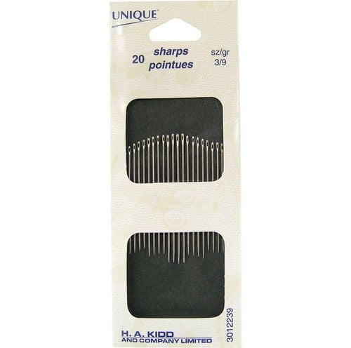 UNIQUE SEWING aiguilles à coudre pointues, tailles assorties 3/9, paquet de 20