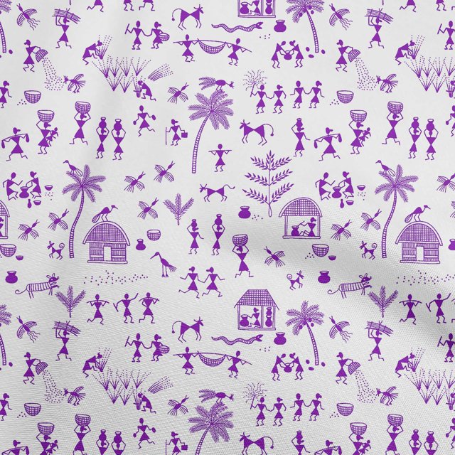 oneOone Velvet Violet Fabric Asian Floral Block Sewing Material Print Fabric By The Yard 58 Inch Wide