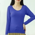 thumbnail image 2 of AherBiu Hauts Grande Taille pour Femmes Automne Manches Longues Haut de Pyjama Doux avec Soutien-Gorge Intégré Col Ras du Cou T-Shirts de Pyjama Confortables, 2 of 7