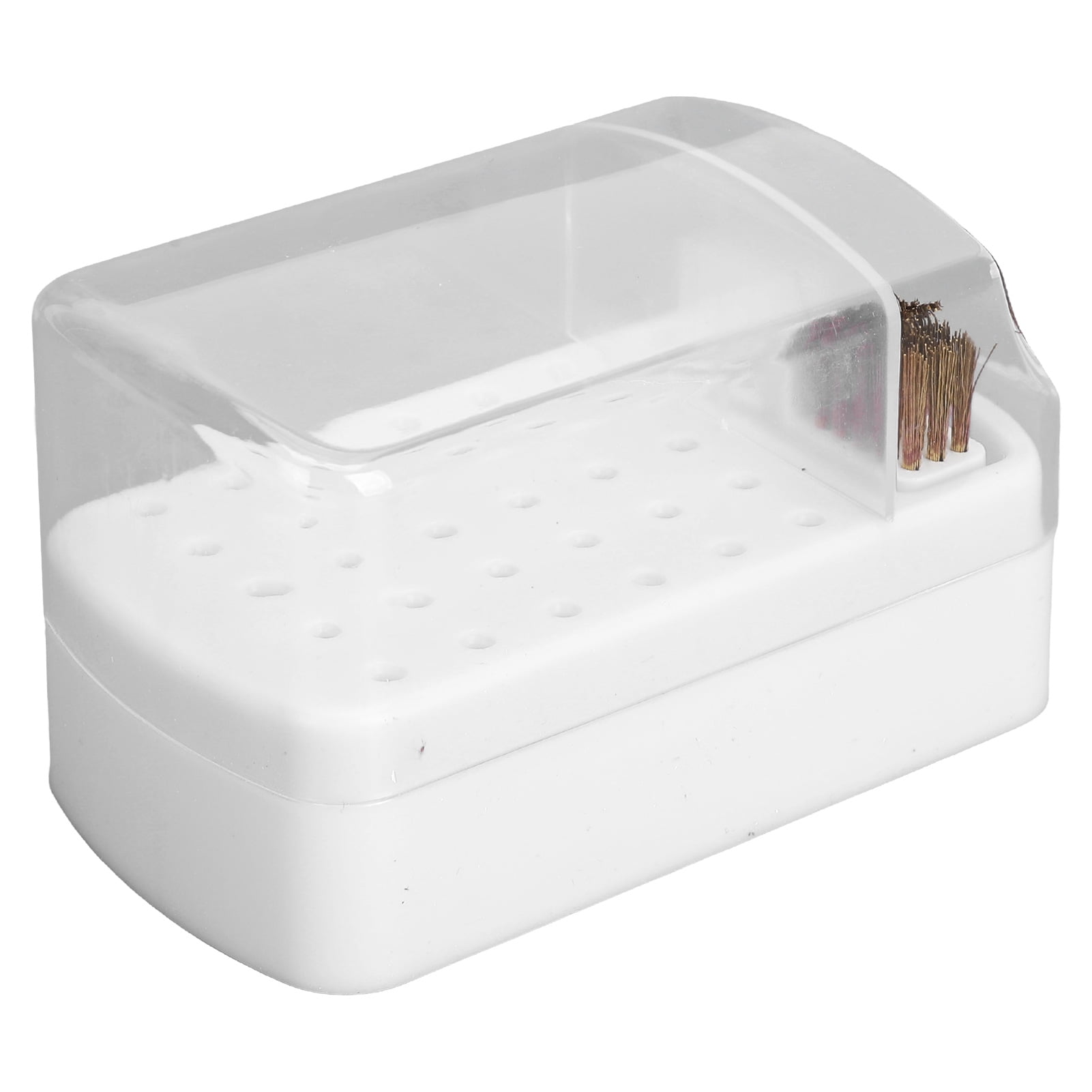 30 Holes Nail Drill Bit Holder Stand,Nail Drill Bits Box Case Storage with Cleaning Brush Dust Proof Storage Container Box Case Nail File Bit Holder Organizer for Home Salon