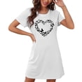 thumbnail image 4 of Mrat Chemises de Nuit pour Femmes Chemise de Nuit Courte Surdimensionnée pour Femmes Mode Imprimé sur la Poitrine Robe de Nuit à Manches Courtes P-85 Blanc P, 4 of 7