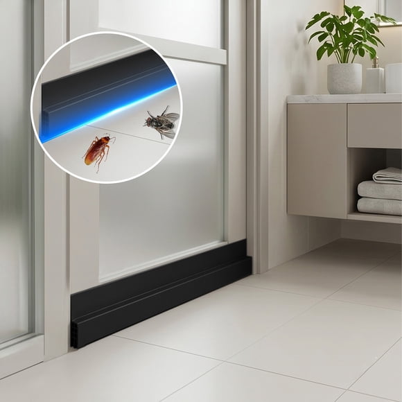 Weloille Bande d'Étanchéité Inférieure de Porte, Coupe-Froid pour Espace Inférieur de Porte, Butée de Tirage pour Fenêtre de Porte, Bande en Mousse Résistante aux Intempéries pour la Maison, Bande d'Étanchéité de Porte, Coupe-Froid