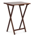 thumbnail image 1 of PJ Wood Folding TV Tray Tables with Storage Rack, Honey Oak, 2 Piece Set, 1 of 10