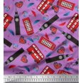 thumbnail image 1 of Soimoi Rayon Fabric Bus,Telephone Booth & London Clock Tower Architectural Decor Fabric Printed Yard 56 Inch Wide, 1 of 3