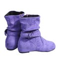 thumbnail image 3 of XZNGL Bottes pour Femmes Hiver Bottes d'Hiver pour Femmes Rétro Femmes Vintage Boucle Simple Fermeture Éclair Décontractée Intérieur Rehaussant Talons Bas Fermeture Éclair Automne Hiver Bottines Bout Rond Chaussures, 3 of 9