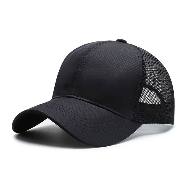 Xingzhi Sun Protection Baseball Cap For Men Adjustable Strap Breathable Comfortable Summer Thin Polyester Mesh Trucker Hat black 1Set