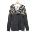 thumbnail image 3 of Pullover , Polyester Fiber Leopard Print Hooded Sweatshirt V Neck  For Spring Fall Winter Khaki,Gray,Black,Blue, 3 of 7