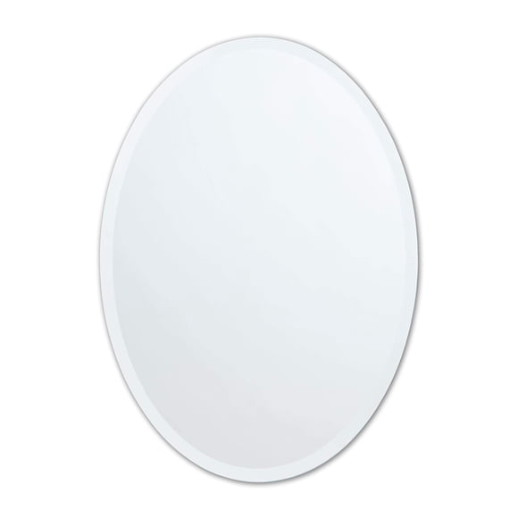 Better Bevel Frameless Oval Mirror, 22" x 28" Bathroom Wall Mirror w/Beveled Edge